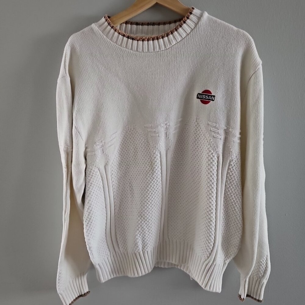 Lion's Pride White Turtle Neck Nissan Size Medium Knit Sweater Vintage Tan Neck